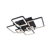 LED żyrandol z zdalnym sterowaniem Ella 124W, 6 kwadratów, zimno/gorące/neutralne światło, niestabilne, czarne