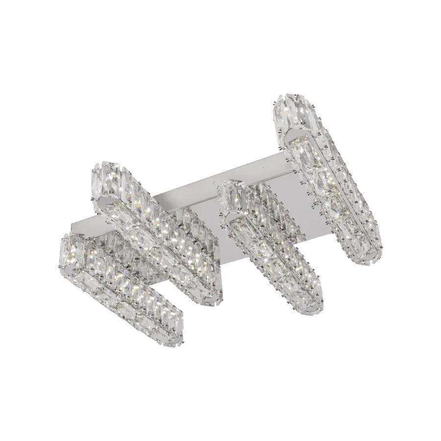 Żyrandol LED z pilotem i kryształem PRISCILA 80W, 4 elementy, liniowy, światło zimne/ciepłe/neutralne, ściemnialny, chrom błyszczący