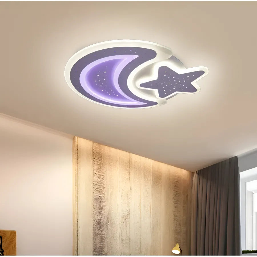 Żyrandol LED CORALIA RGB 81W z pilotem, Księżyc i gwiazdy, światło zimne/ciepłe/neutralne, ściemnialny, biały