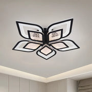 Żyrandol LED z pilotem DALIA 170 W, 5-płatkowy, światło zimne/ciepłe/neutralne, ściemnialny, czarny