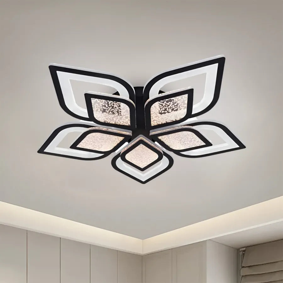 Żyrandol LED z pilotem DALIA 170 W, 5-płatkowy, światło zimne/ciepłe/neutralne, ściemnialny, czarny