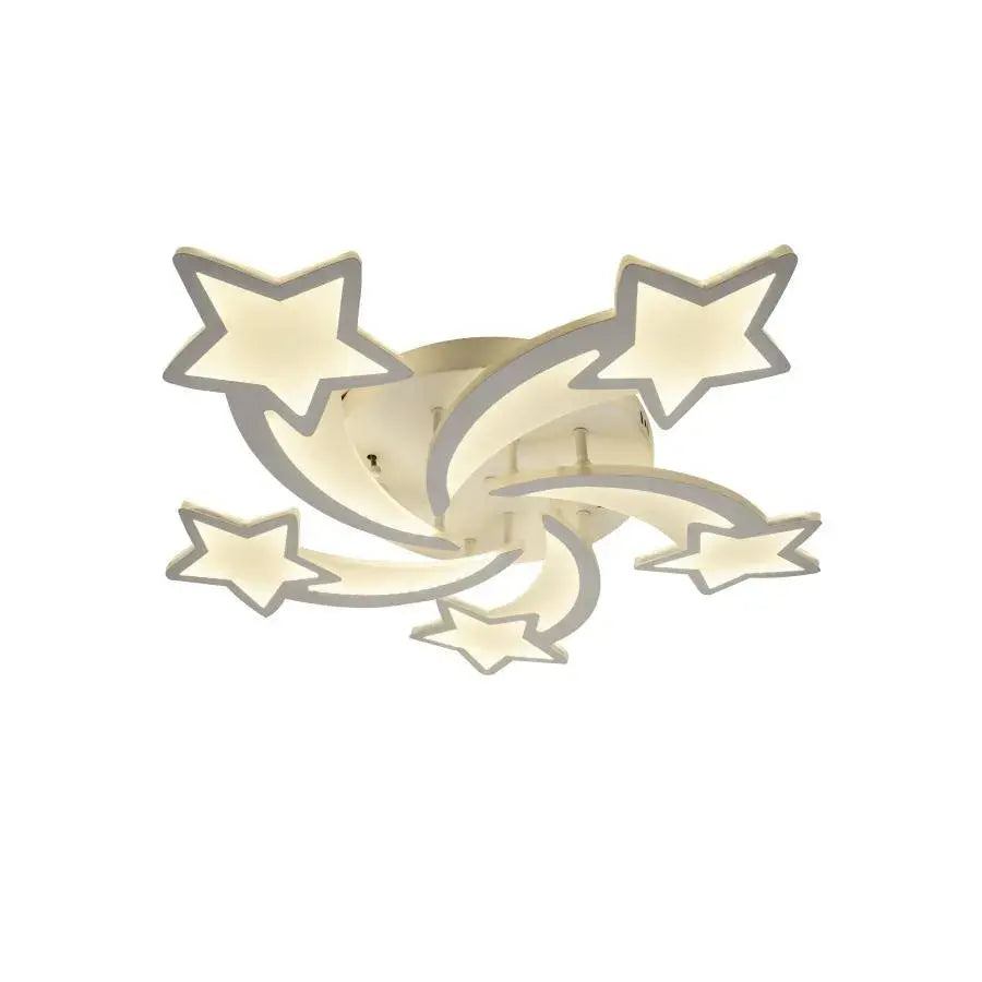 Żyrandol LED z pilotem IPOMOEA 69W, 5 gwiazdek, światło zimne/ciepłe/neutralne, ściemnialny, biały