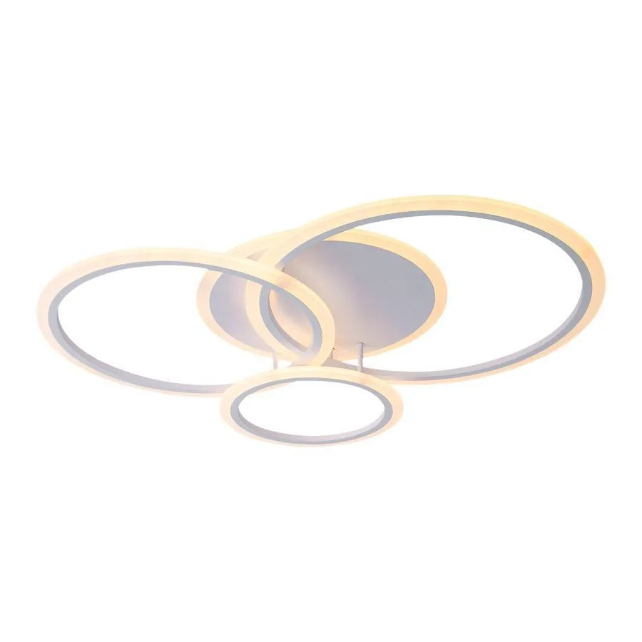 Żyrandol LED z pilotem LUCY 70W, 4 okręgi, światło zimne/ciepłe/neutralne, ściemnialny, biały