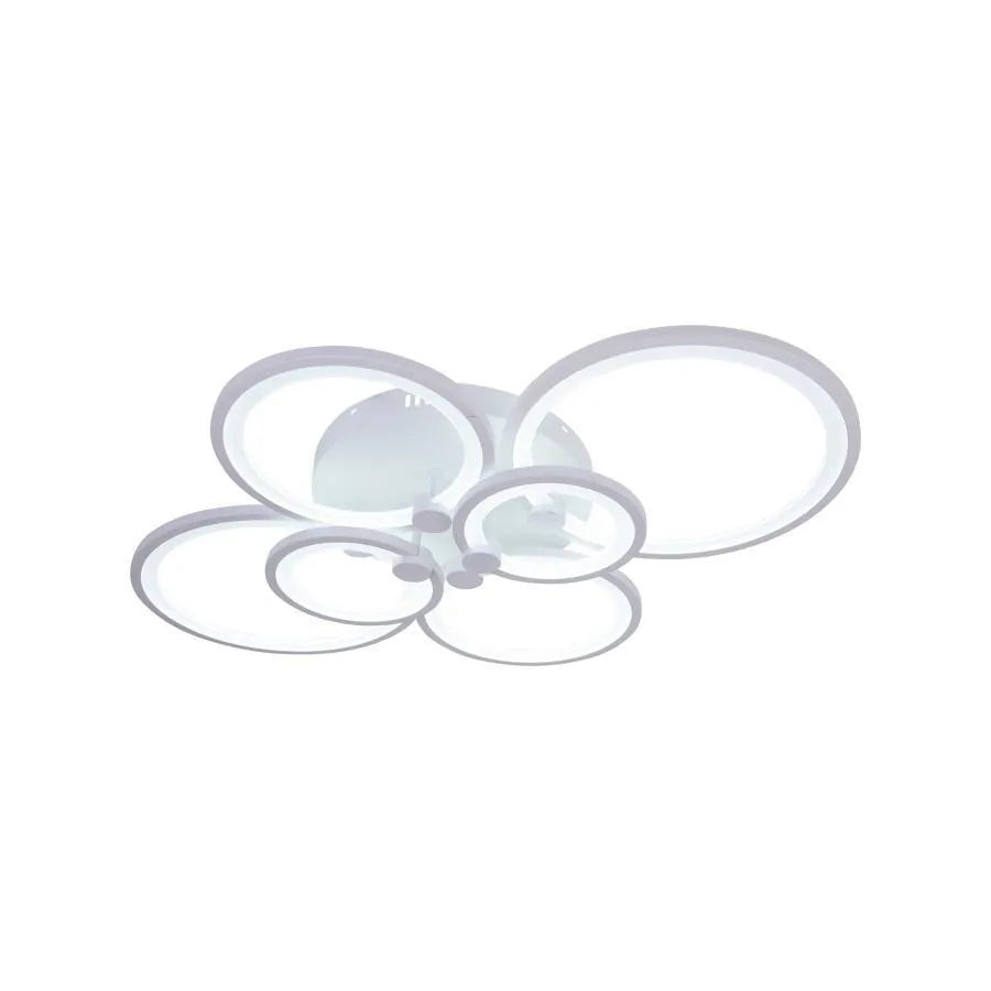 Żyrandol LED z pilotem ALANI 168W, 6 okręgów, światło zimne/ciepłe/neutralne, ściemnialny, biały