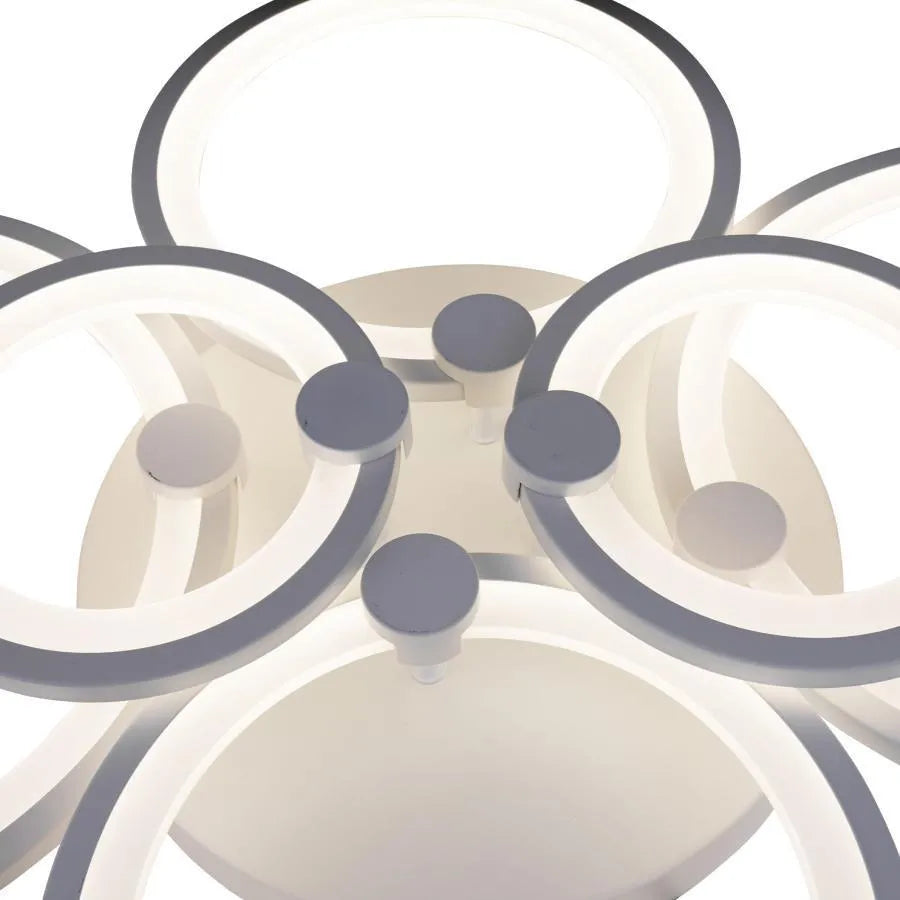 Żyrandol LED z pilotem ALANI 168W, 6 okręgów, światło zimne/ciepłe/neutralne, ściemnialny, biały