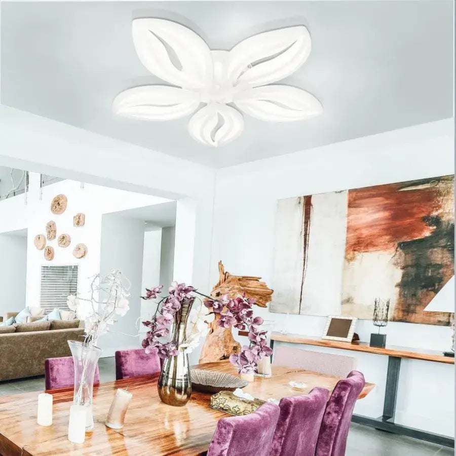 Żyrandol LED ORCHID z pilotem 65W, 5 płatków, światło zimne/ciepłe/neutralne, ściemnialny, biały