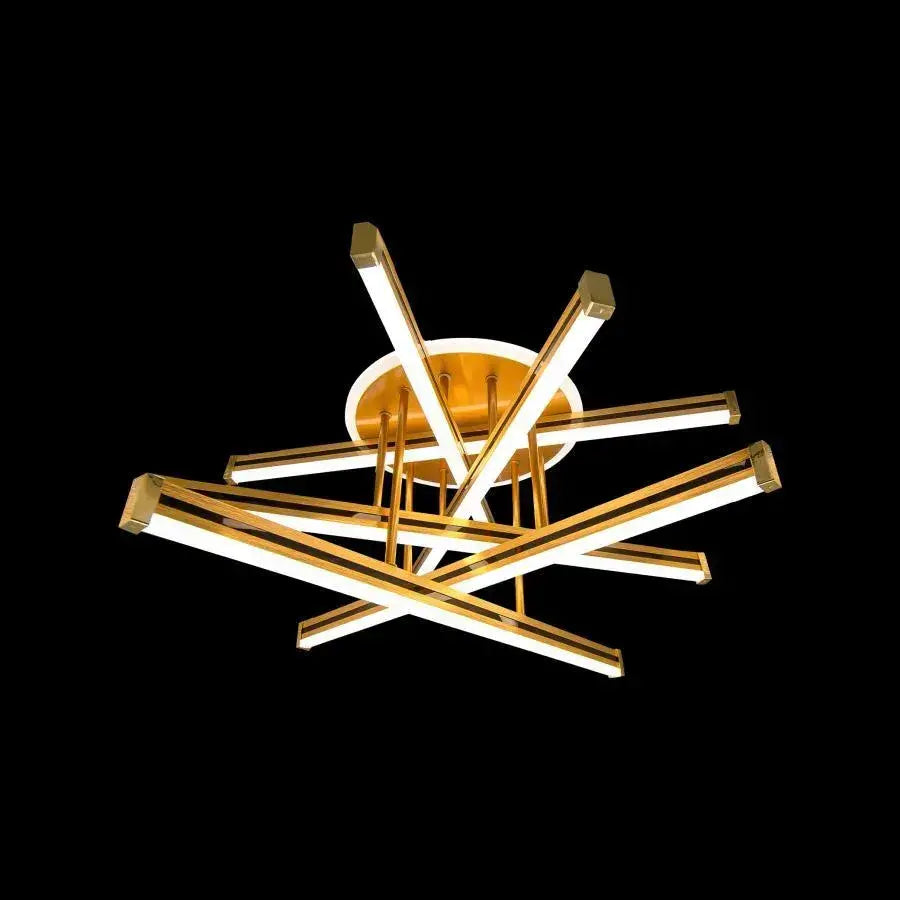 Żyrandol LED z pilotem ARICI 90W, 6 elementów, liniowy, światło zimne/ciepłe/neutralne, ściemnialny, białe złoto