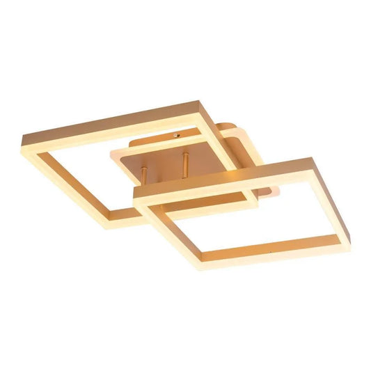 Żyrandol LED z pilotem ARWEN 142 W, 2 kwadraty, światło zimne/ciepłe/neutralne, ściemnialny, złoty