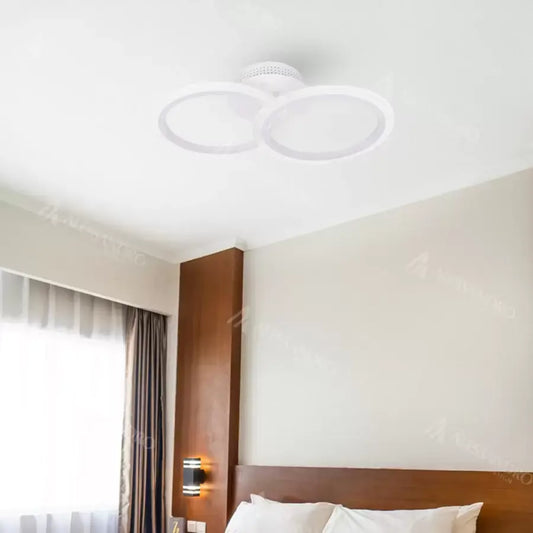 Żyrandol LED BETTY 28W z pilotem, 2 okręgi, światło zimne/ciepłe/neutralne, ściemnialny, biały