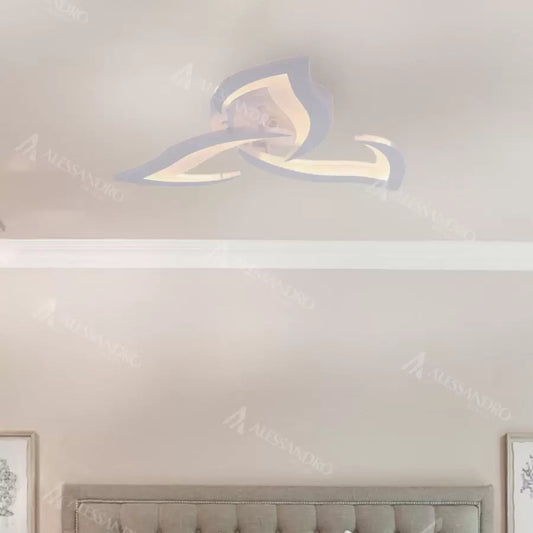 Żyrandol LED z pilotem LOTUS 34W, 3 płatki, światło zimne/ciepłe/neutralne, ściemnialny, biały