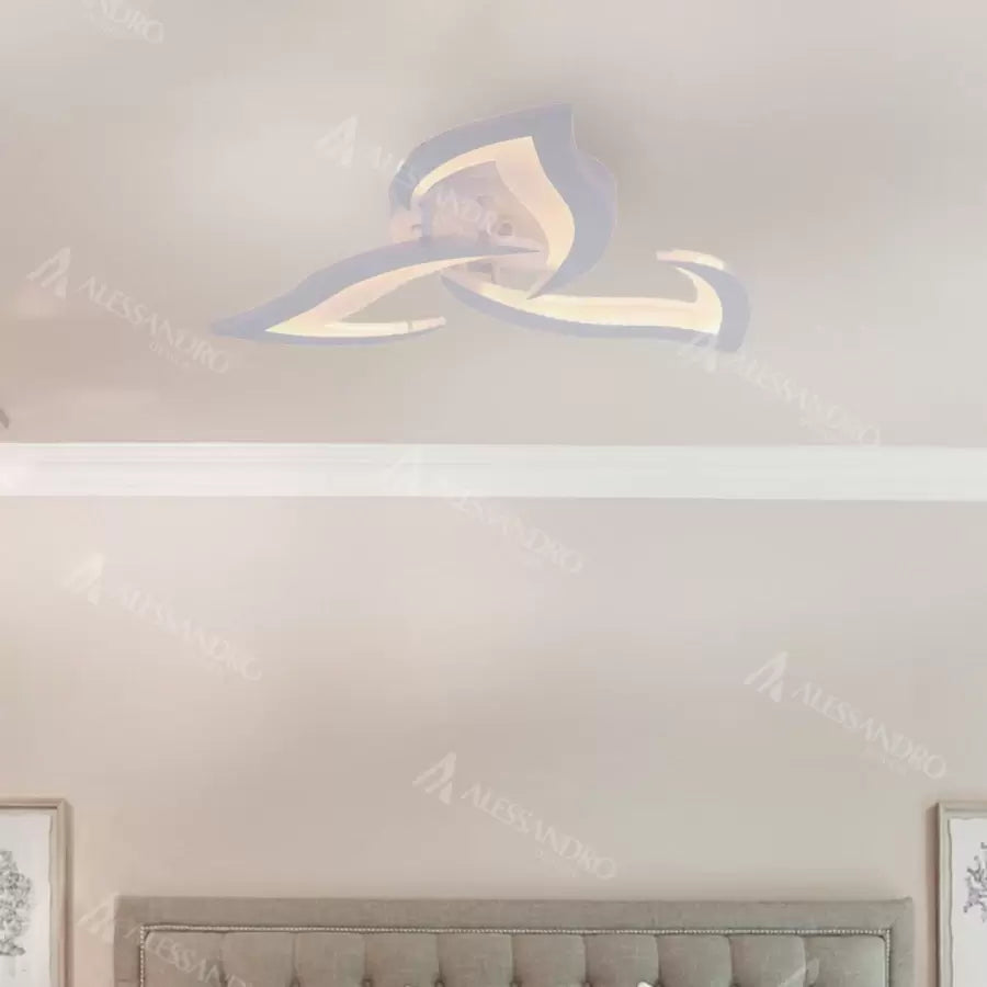 Żyrandol LED z pilotem LOTUS 34W, 3 płatki, światło zimne/ciepłe/neutralne, ściemnialny, biały