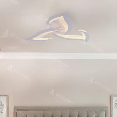 Żyrandol LED z pilotem LOTUS 34W, 3 płatki, światło zimne/ciepłe/neutralne, ściemnialny, biały