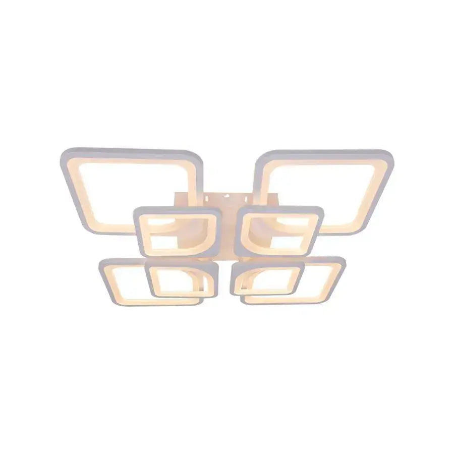 Żyrandol LED z pilotem ZOE 135W, 8 kwadratów, światło zimne/ciepłe/neutralne, ściemnialny, biały