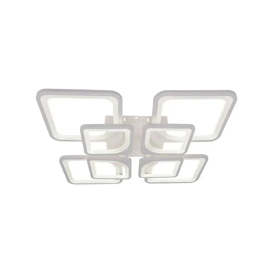 Żyrandol LED z pilotem ZOE 135W, 8 kwadratów, światło zimne/ciepłe/neutralne, ściemnialny, biały