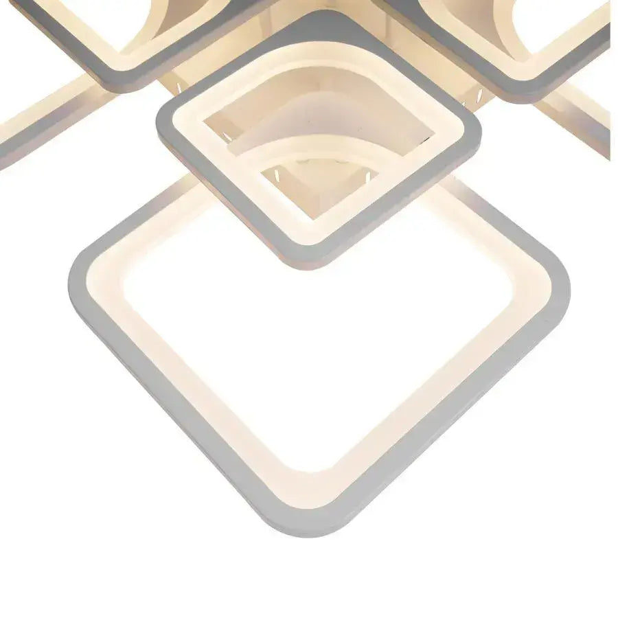 Żyrandol LED z pilotem ZOE 135W, 8 kwadratów, światło zimne/ciepłe/neutralne, ściemnialny, biały