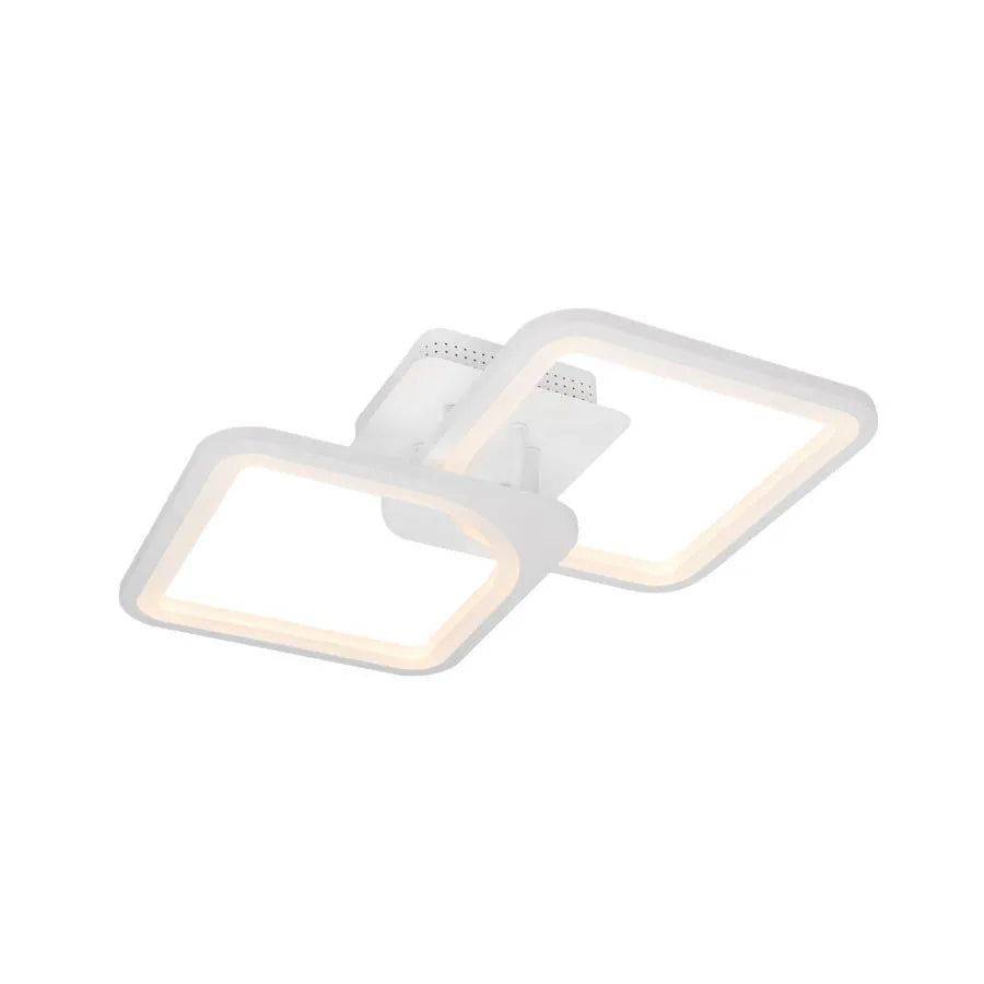 Żyrandol LED z pilotem ZOE 69W, 2 kwadraty, światło zimne/ciepłe/neutralne, ściemnialny, biały