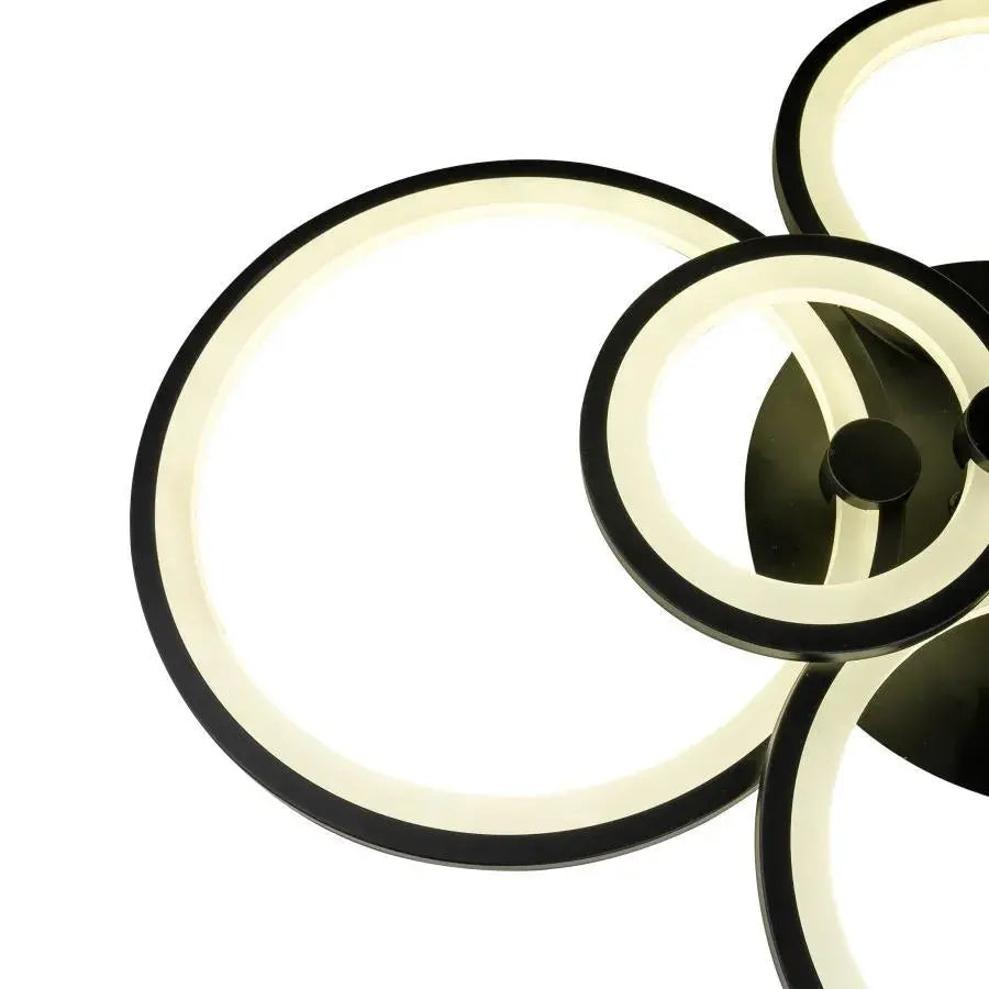 Żyrandol LED z pilotem ALANI 152 W, 6 okręgów, światło zimne/ciepłe/neutralne, ściemnialny, czarny