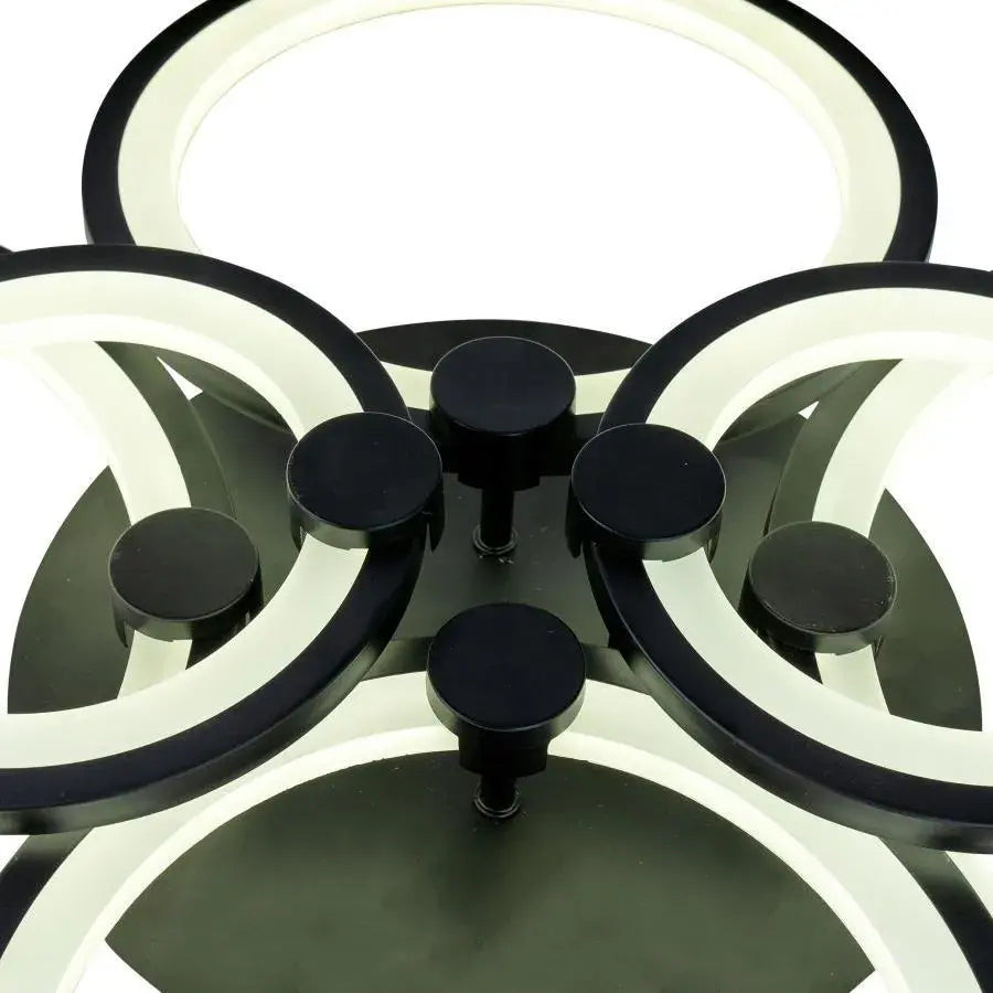 Żyrandol LED z pilotem ALANI 152 W, 6 okręgów, światło zimne/ciepłe/neutralne, ściemnialny, czarny