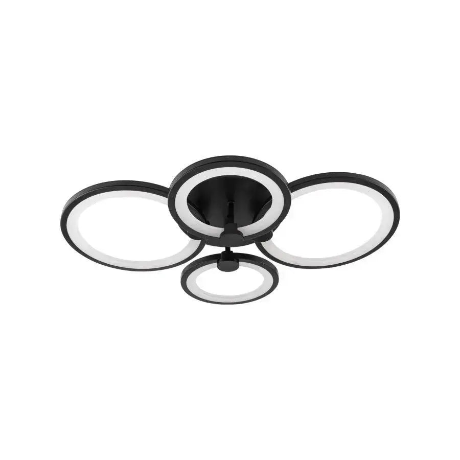 Żyrandol LED z pilotem ALANI 88W, 4 okręgi, światło zimne/ciepłe/neutralne, ściemnialny, czarny