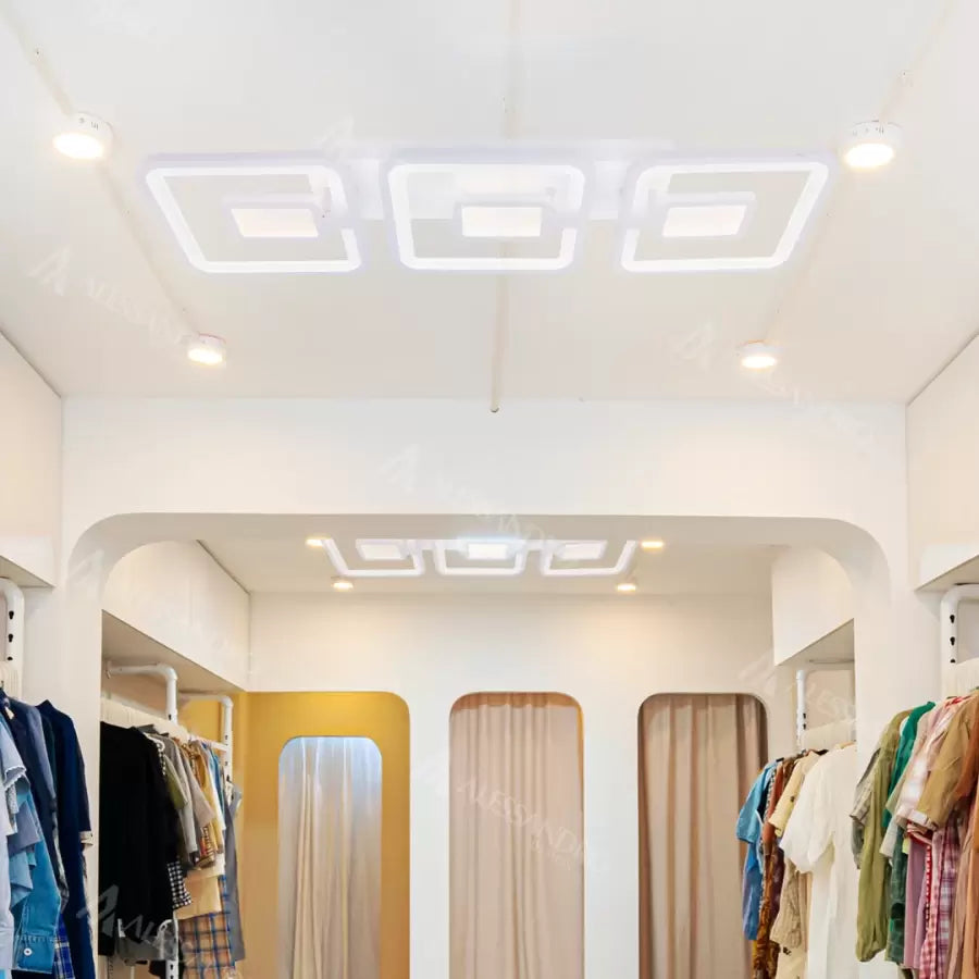 LED żyrandol z zdalnym sterowaniem Felix 75W, 3 kwadraty, zimno/gorące/neutralne światło, niestabilne, białe