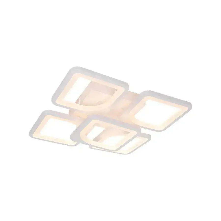 Żyrandol LED z pilotem FELY 80 W, 5 kwadratów, światło zimne/ciepłe/neutralne, ściemnialny, biały