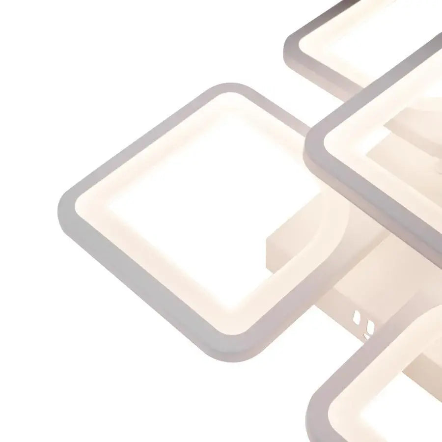 Żyrandol LED z pilotem FELY 80 W, 5 kwadratów, światło zimne/ciepłe/neutralne, ściemnialny, biały