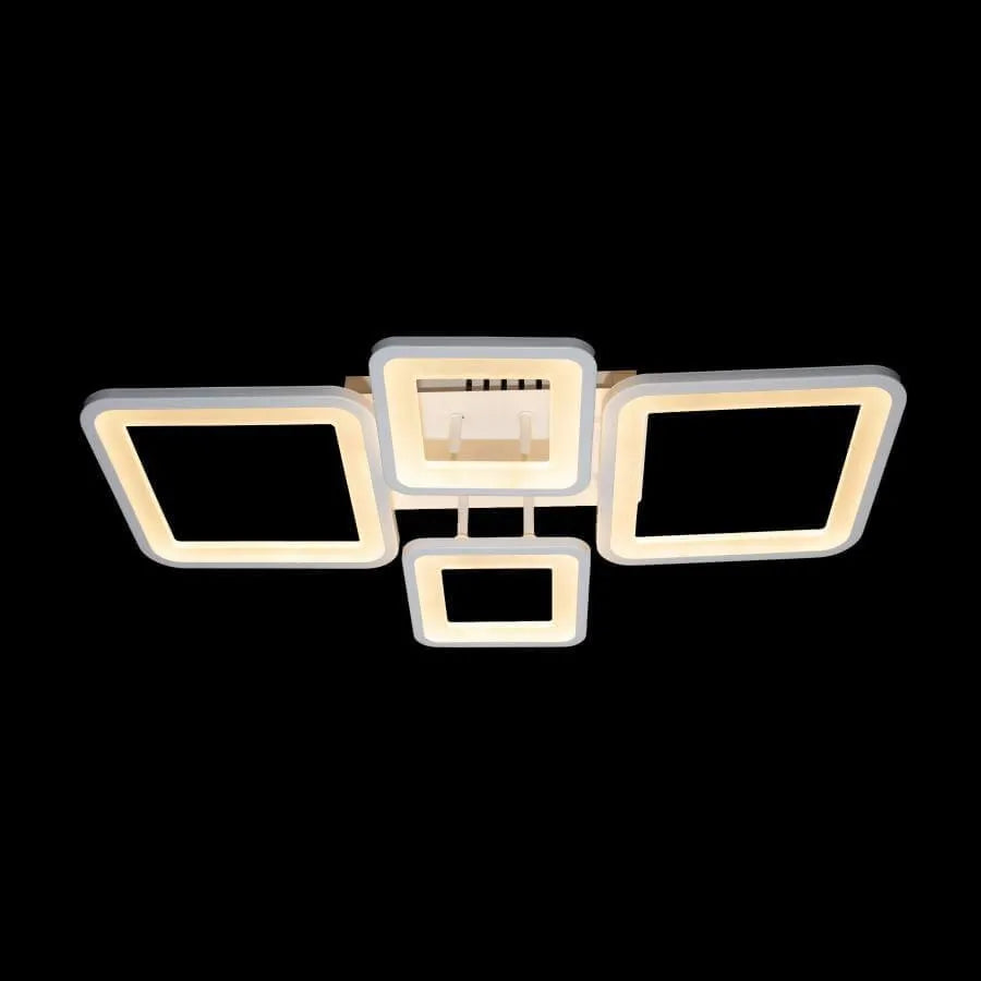 LED żyrandol z zdalnym sterowaniem Ella 85W, 4 kwadraty, zimno/gorące/neutralne światło, niestabilne, białe