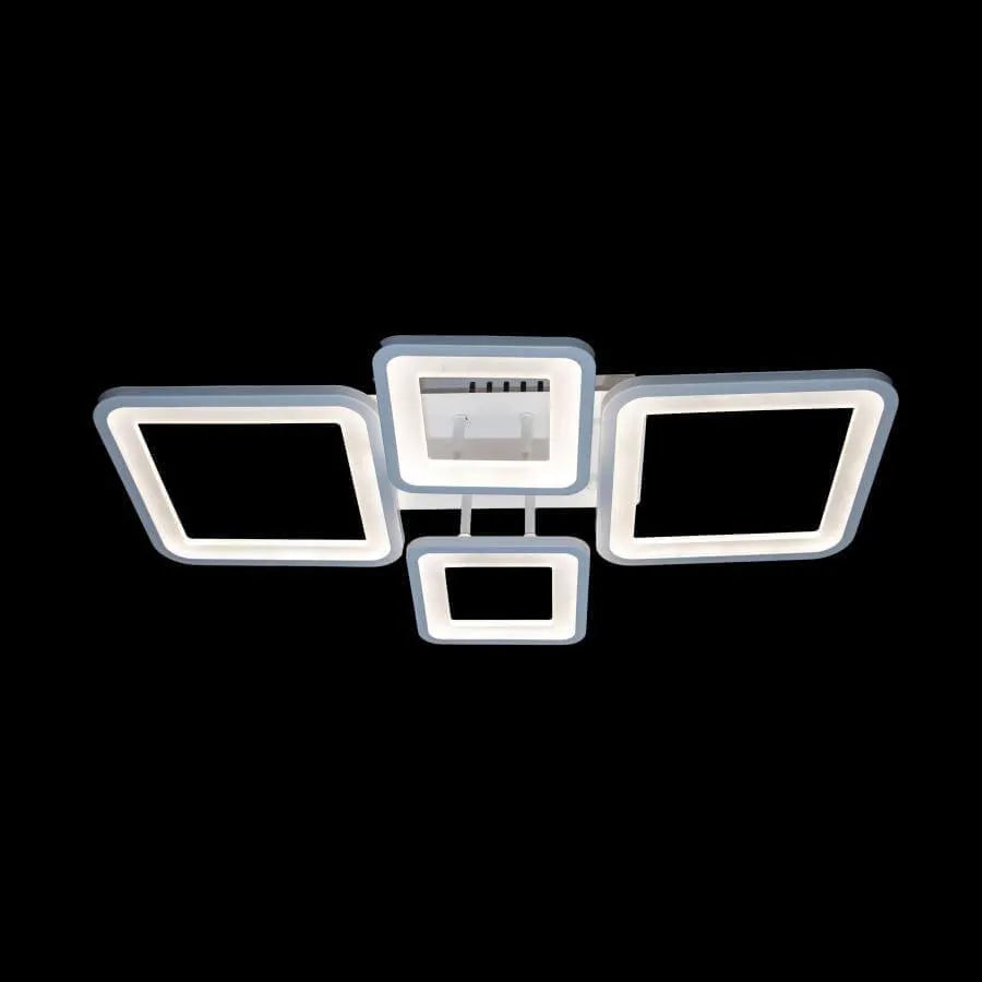 LED żyrandol z zdalnym sterowaniem Ella 85W, 4 kwadraty, zimno/gorące/neutralne światło, niestabilne, białe