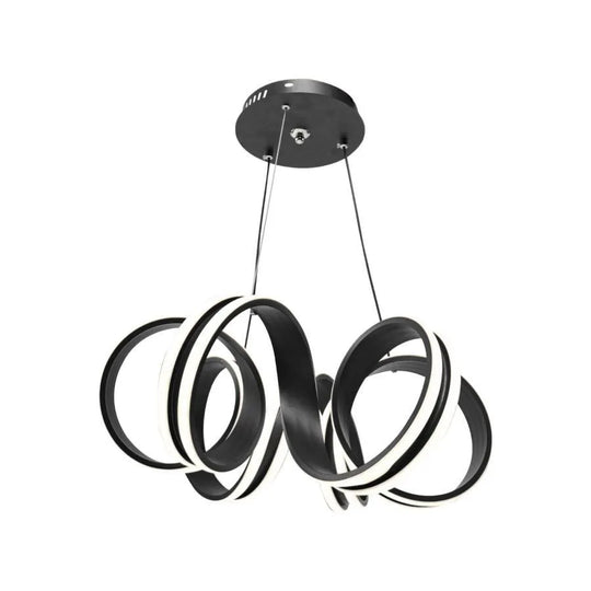 Zawieszany żyrandol LED z pilotem INFINITY TWIST 180W, falisty, światło zimne/ciepłe/neutralne, możliwość przyciemniania, czarny, regulacja wysokości Nowoczesne żyrandole Tytuł domyślny Alessandro Design