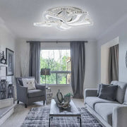 Żyrandol LED Alejandro RGB 89W z pilotem i kryształem, 5 kwiatów, zimne/ciepłe/neutralne światło, ściemnialny, błyszczący chrom