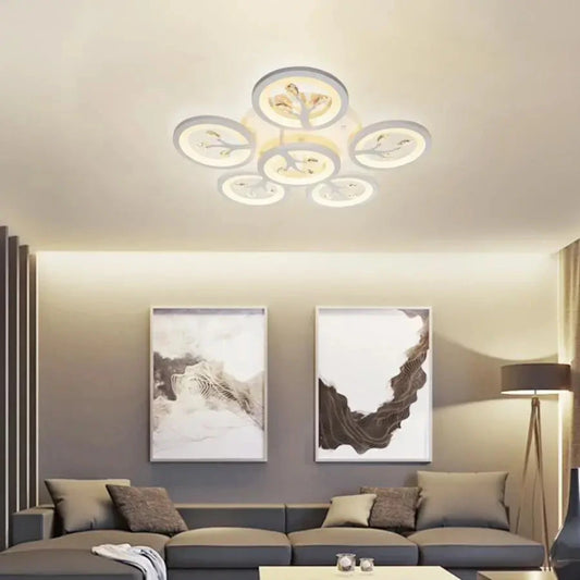 Żyrandol LED z pilotem i kryształem DAISY 72W, 6 elementów, zimne/ciepłe/neutralne światło, ściemnialny, biały