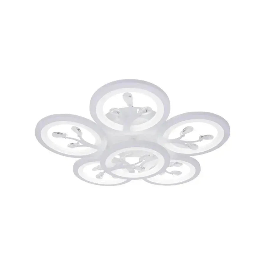 Żyrandol LED z pilotem i kryształem DAISY 72W, 6 elementów, zimne/ciepłe/neutralne światło, ściemnialny, biały