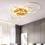 Żyrandol LED z pilotem LYRA 248 W, 5 okręgów, zimne/ciepłe/neutralne światło, ściemnialny, szczotkowane złoto