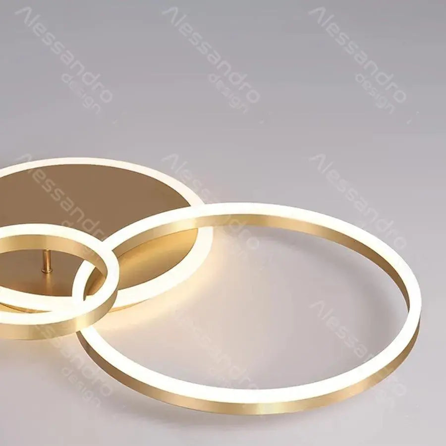 Żyrandol LED z pilotem RILIA 100 W, 2 okręgi, światło zimne/ciepłe/neutralne, ściemnialny, białe złoto