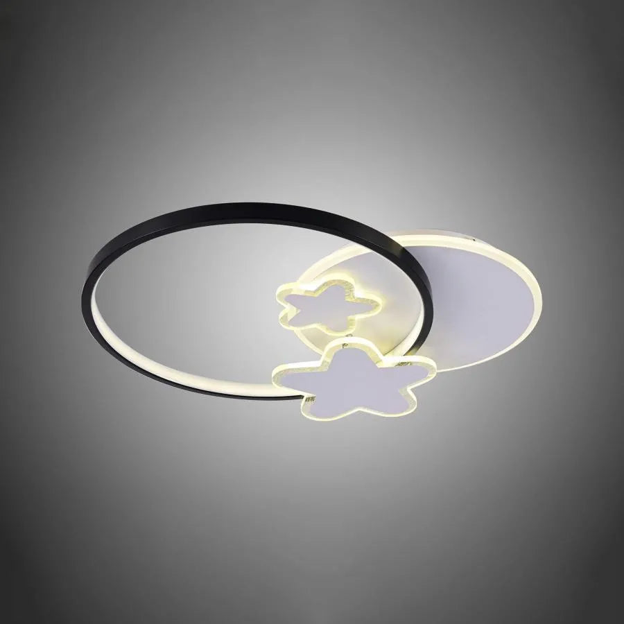 Żyrandol LED SANDRINA 106W z pilotem, gwiazda, światło zimne/ciepłe/neutralne, ściemnialny, czarno-biały