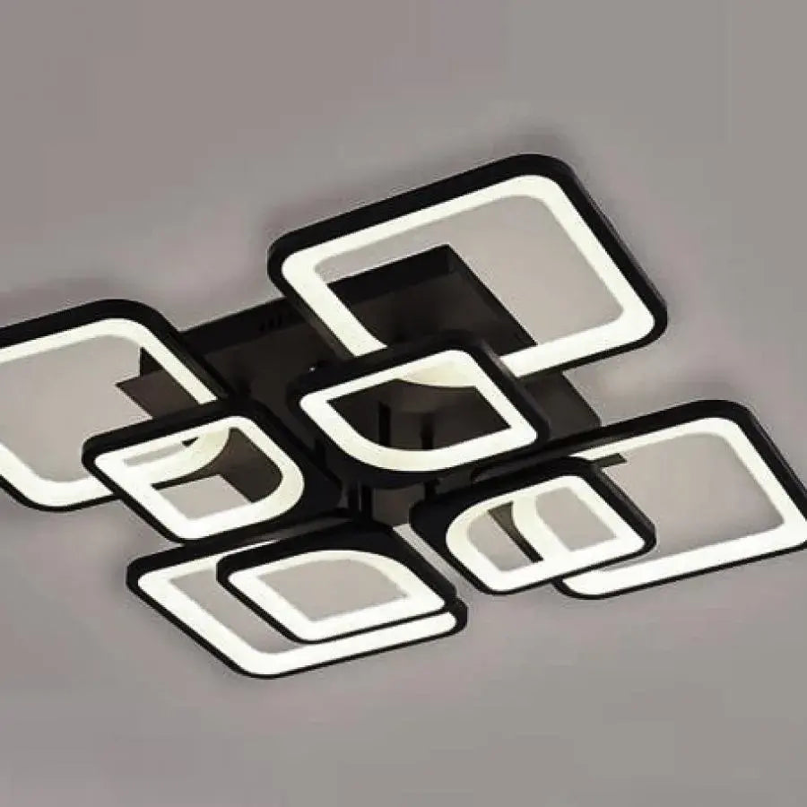 Żyrandol LED z pilotem FELY 192 W, 8 kwadratów, zimne/ciepłe/neutralne światło, ściemnialny, biały