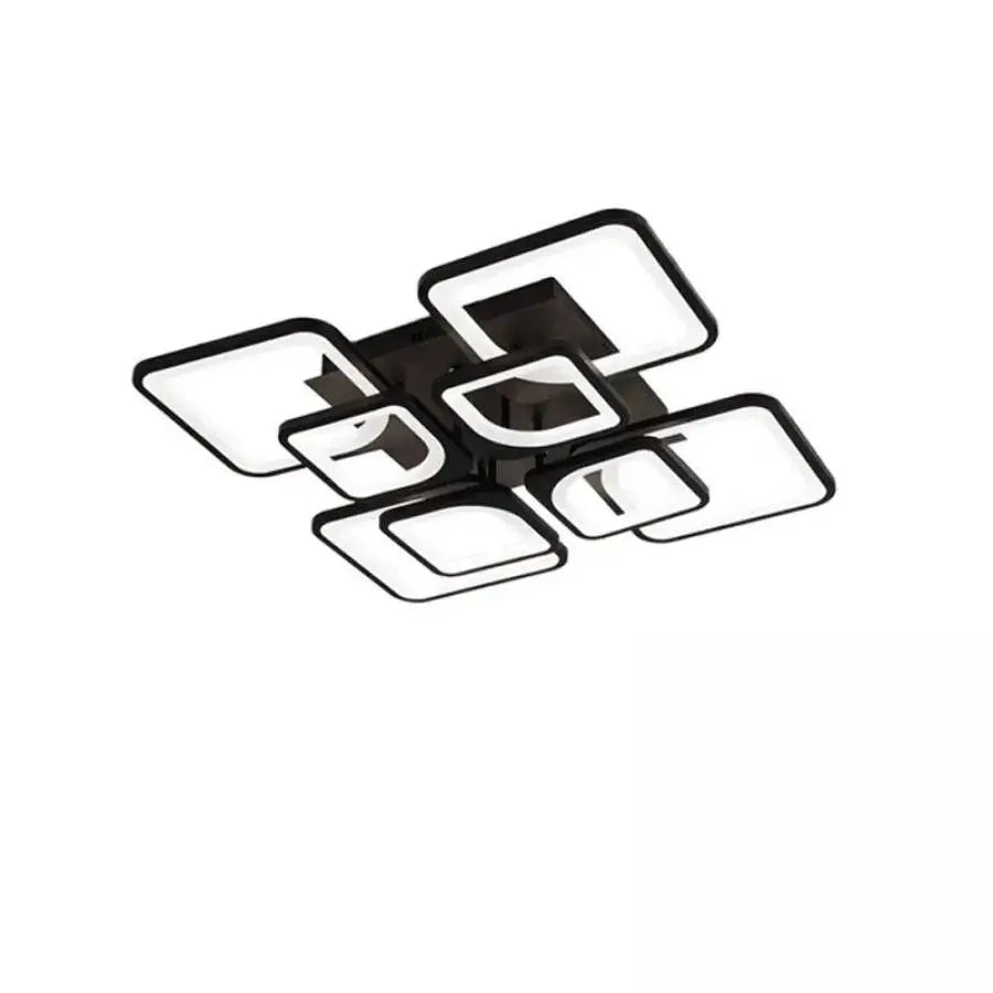 Żyrandol LED z pilotem ZOE, 8 kwadratów, 130 W, światło zimne/ciepłe/neutralne, ściemnialny, czarny