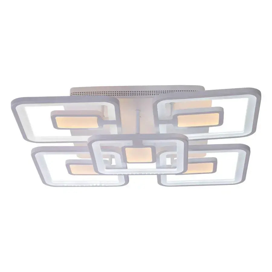 Żyrandol LED FELIX 107W z pilotem, 5 kwadratów, światło zimne/ciepłe/neutralne, ściemnialny, biały