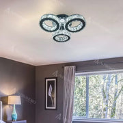 Żyrandol LED z pilotem i kryształem TIMOTEI 30 W, 3 okręgi, zimne/ciepłe/neutralne światło, ściemnialny, błyszczący czarny chrom