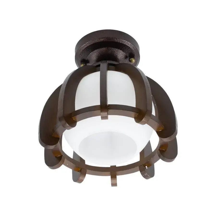 Żyrandol Mina, 1*E27, Brązowy z Białym, Drewno i Szkło