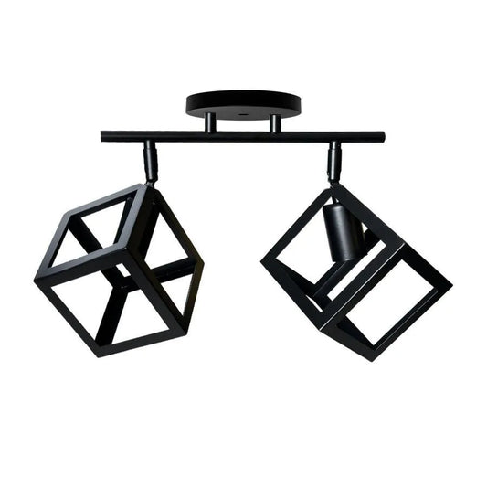 Żyrandol w kształcie sześcianu, STRUKTUR Duo, 2xE27, Czarny, Metal