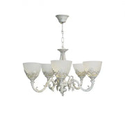 Żyrandol VINTAGE, wiszący, COTTAGE, okrągły, 5xE27, szkło i metal, biały