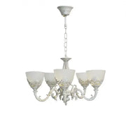 Żyrandol VINTAGE, wiszący, COTTAGE, okrągły, 5xE27, szkło i metal, biały