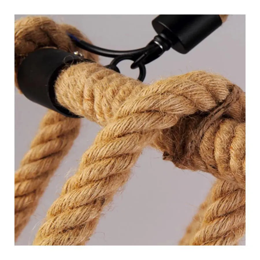 Rustykalny żyrandol sznurkowy 6x E27 okrągły wiszący sznur