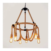 Rustykalny żyrandol sznurkowy 6x E27 okrągły wiszący sznur