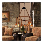 Rustykalny żyrandol sznurkowy 6x E27 okrągły wiszący sznur