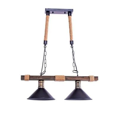 Tradycyjny żyrandol, 2*E27, brązowy, metal i lina