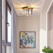 MARTINEZ Linear Luxe Kryształowy Żyrandol, Średnica 35 cm, 4x E14, Błyszczące Złoto