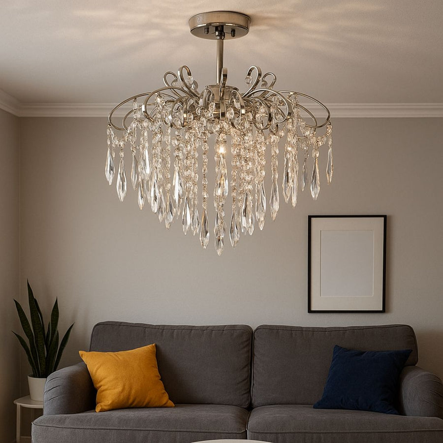 EDINBURGH Eleganza Kryształowy Żyrandol, 5xE27, Średnica 47 cm, Chrom Błyszczący