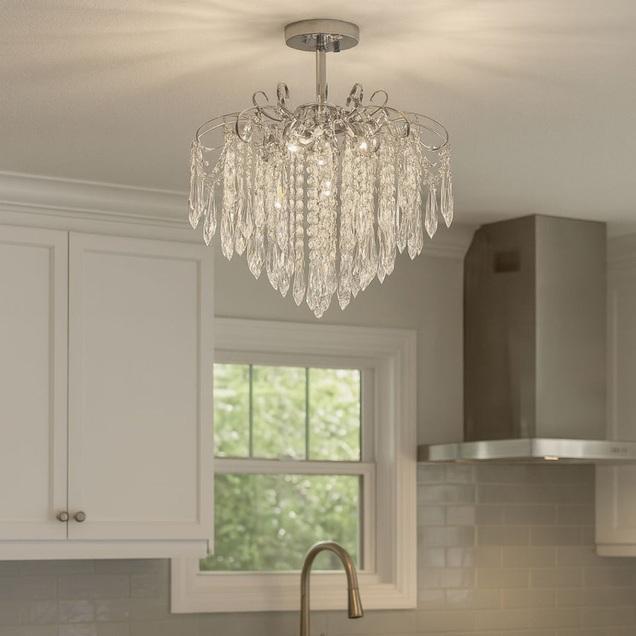 EDINBURGH Eleganza Kryształowy Żyrandol, 5xE27, Średnica 47 cm, Chrom Błyszczący